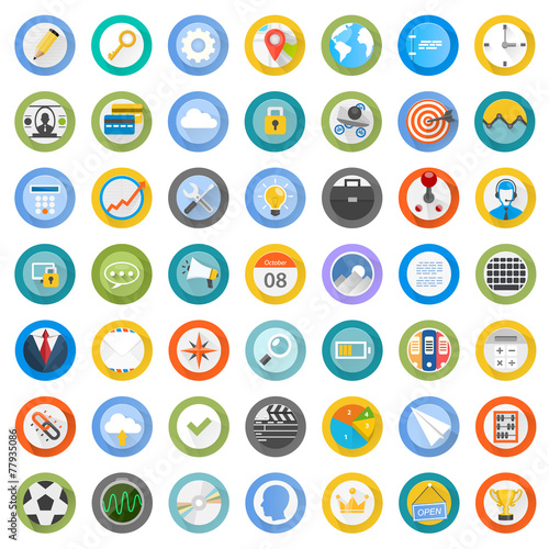Set flat circular icons