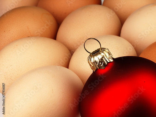 Christmas Tree bauble and Easter eggs.
