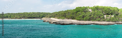 Panoramic view of the beach. Balearic Islands.