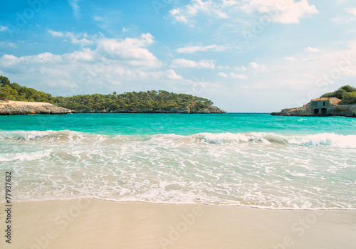 Image of beautiful beach with waves.