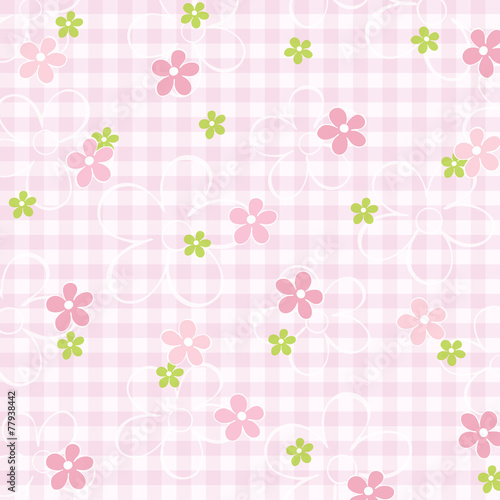 Baby Mädchen Geburt Karte Blumenmuster rosa kariert