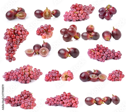 set of grapes isolated on over white background