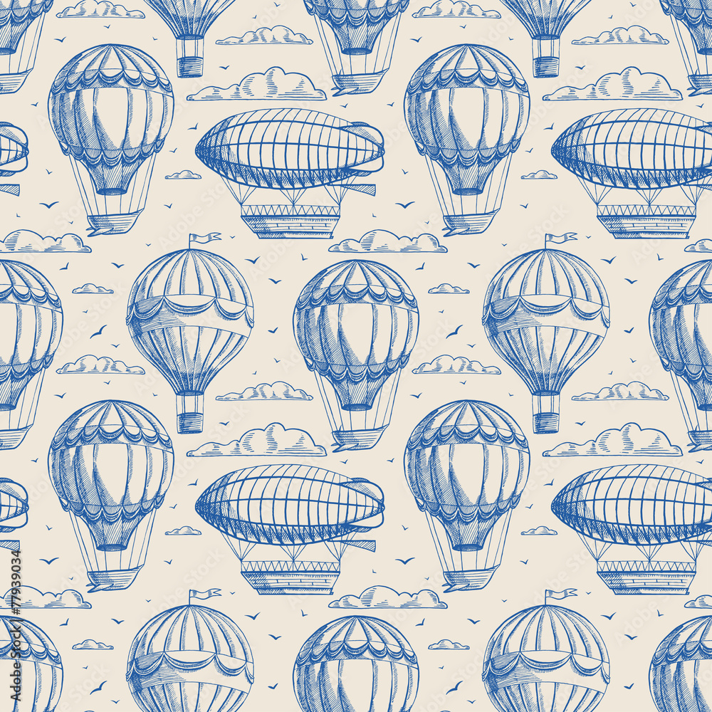 Fototapeta premium seamless background with balloons and airships