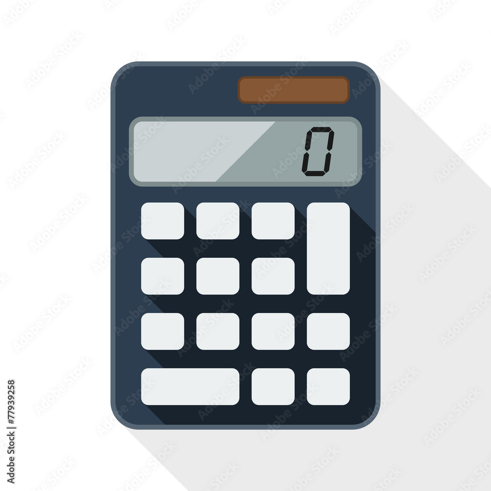 Calculator flat icon with long shadow on white background Calculator flat icon with long shadow on white background