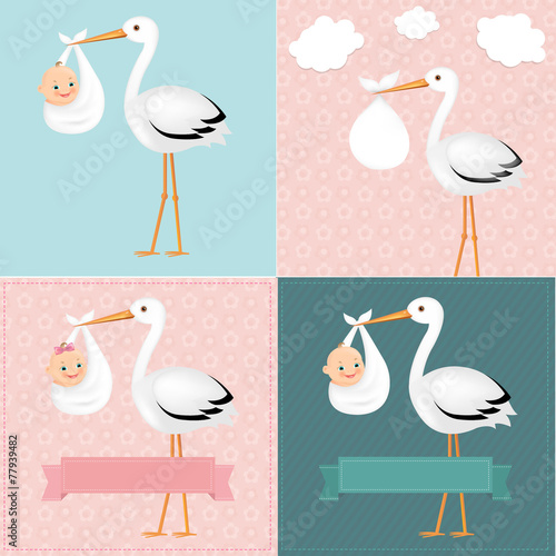 Stork With Baby Set