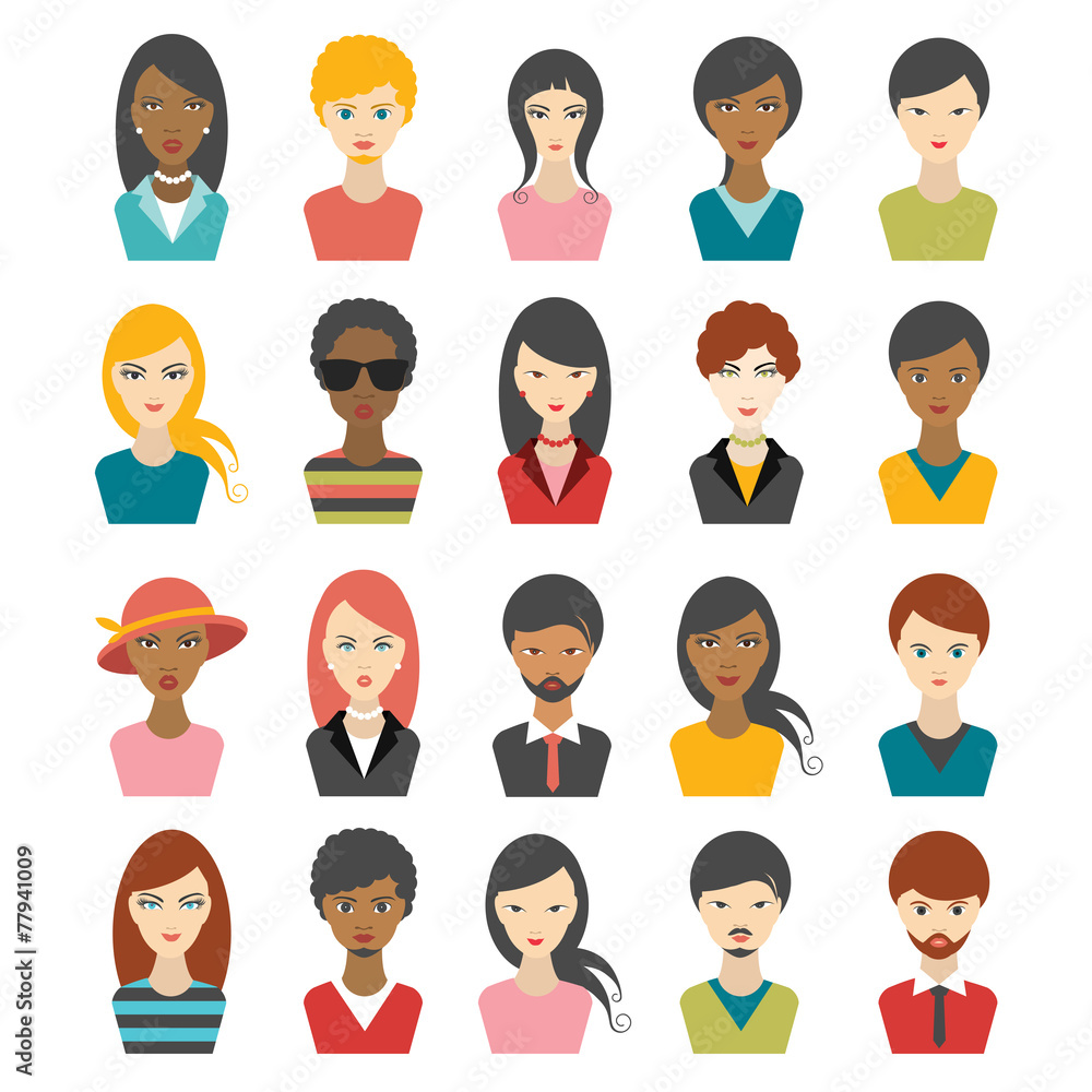 Big set of multi color people heads. avatar Big set of multi color people heads. avatar