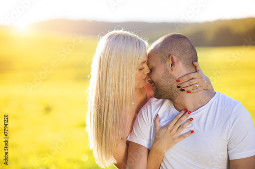 Couple in love hugging