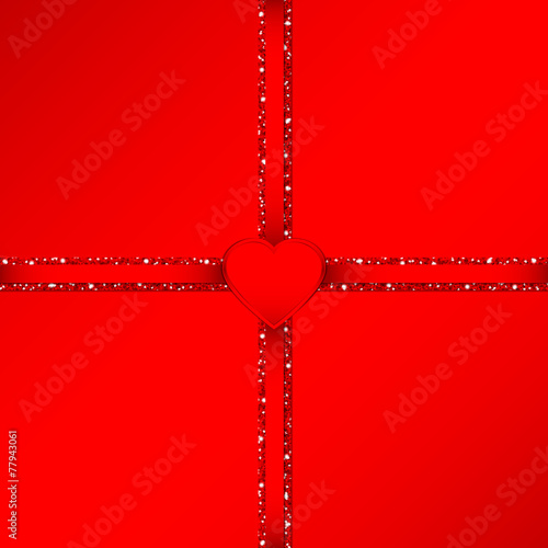 Cross Double Ribbon Heart Red Background