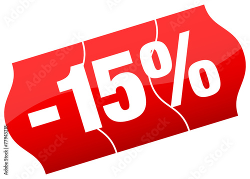 Price Tag Sale 15% Minus Red Divided
