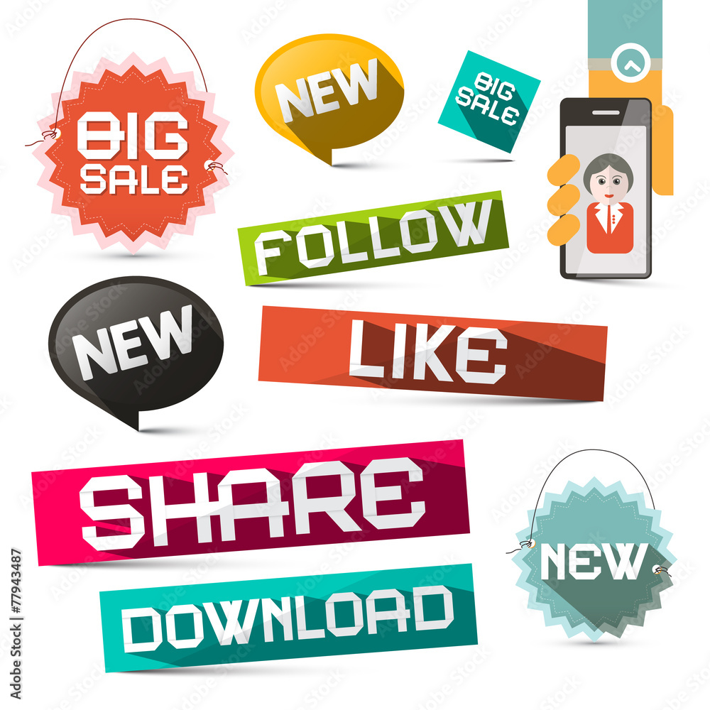 Social Media Vector Paper Symbols Set Social Media Vector Paper Symbols Set