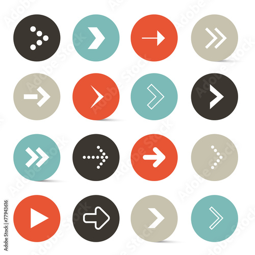 Vector Blue - Red and Black Retro Paper Circle Arrows Set