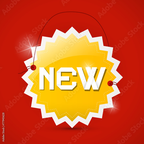 New Orange Paper Vector Label on Red Background