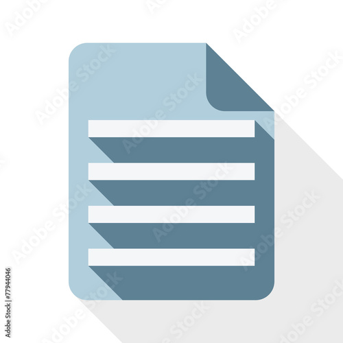 Document icob with long shadow on white background