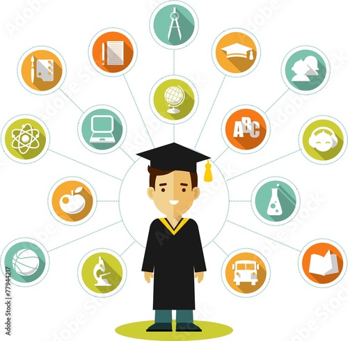 Graduates concept with people and education icons