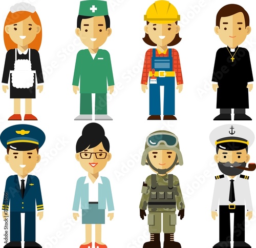 People occupation characters set in flat style