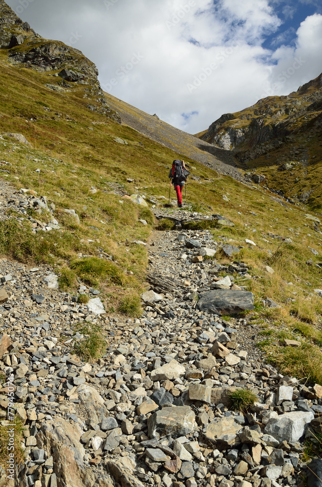Hiker in the Atlantic Pyrenees, Bearn