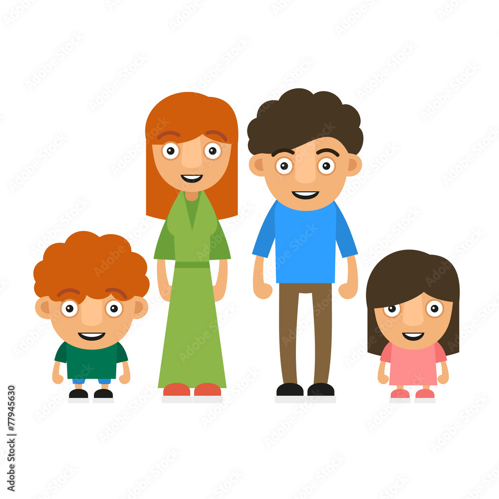 Family Illustration With Two Children. Vector Family Illustration With Two Children. Vector