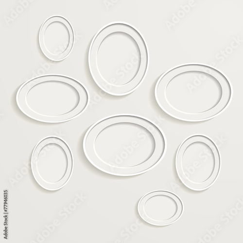 blank picture frame template set isolated on wall circles