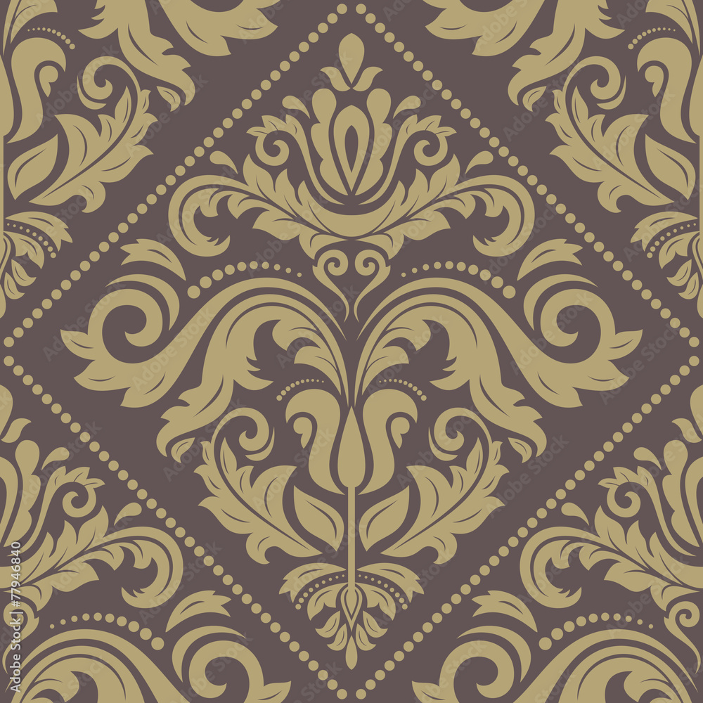 Damask Seamless Pattern. Orient Golden Background Damask Seamless Pattern. Orient Golden Background