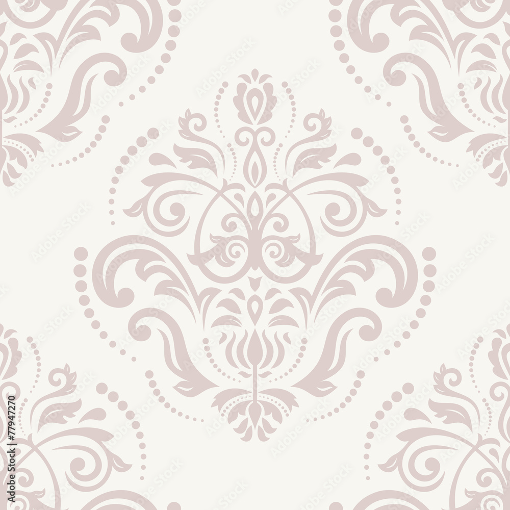 Fototapeta premium Damask Seamless Pattern. Orient Pink Background