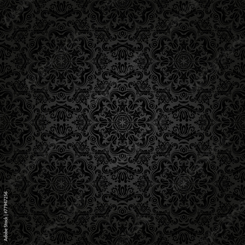 Damask Seamless Pattern. Orient Dark Background