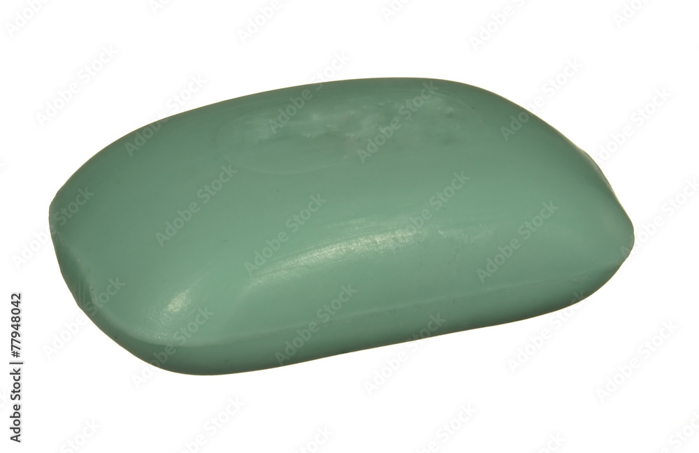 Cake of soap green isolated on white background. Cake of soap green isolated on white background.