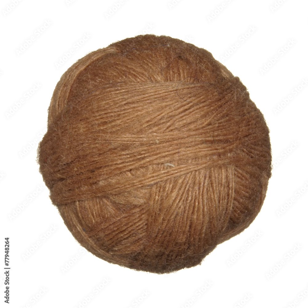 Skein of wool yarn brown isolated on white background. Skein of wool yarn brown isolated on white background.
