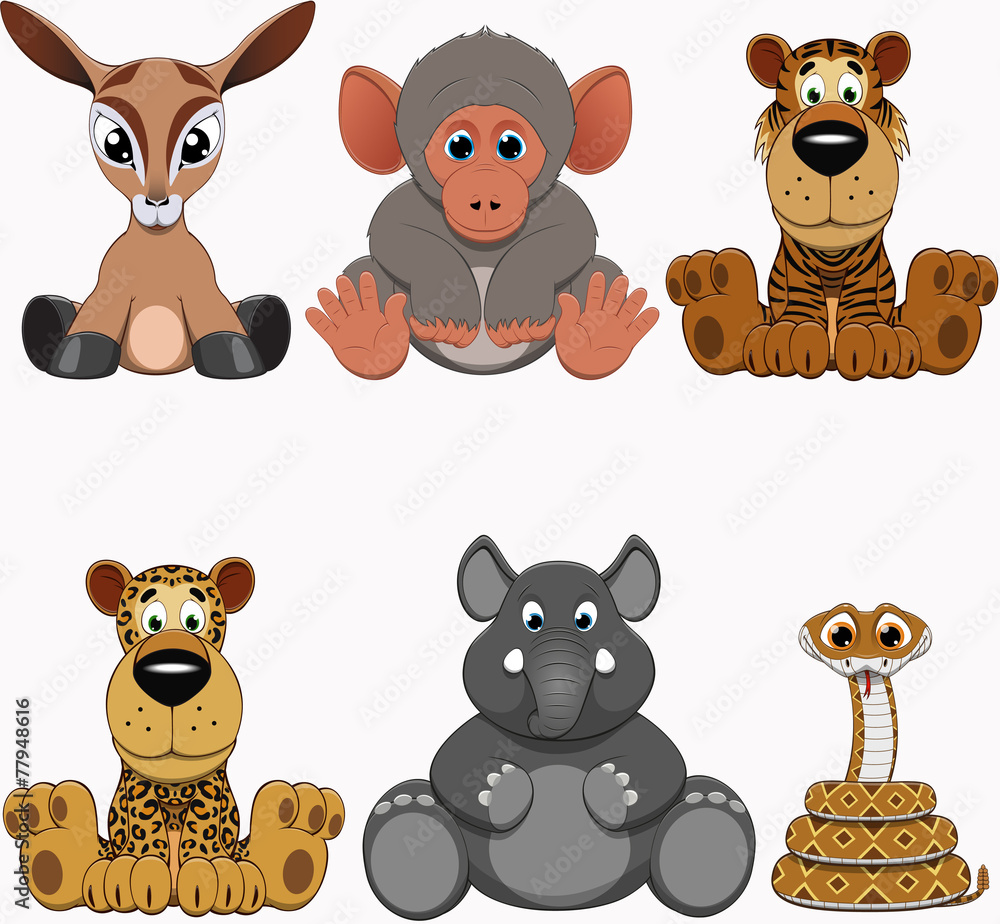 Fototapeta premium Cute colorful exotic animals