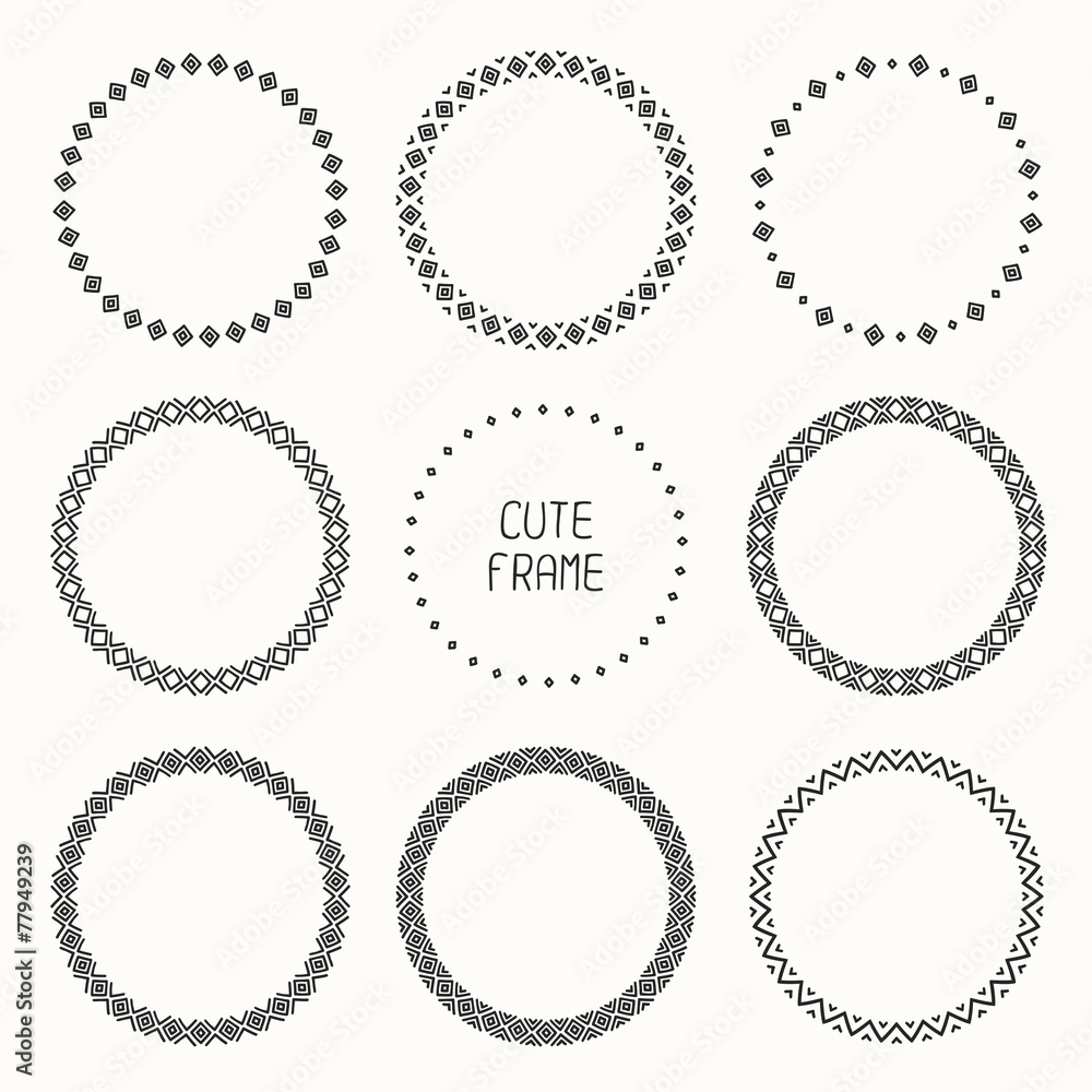 Hand drawn monochrome frame of geometric pattern. Trendy doodle Hand drawn monochrome frame of geometric pattern. Trendy doodle