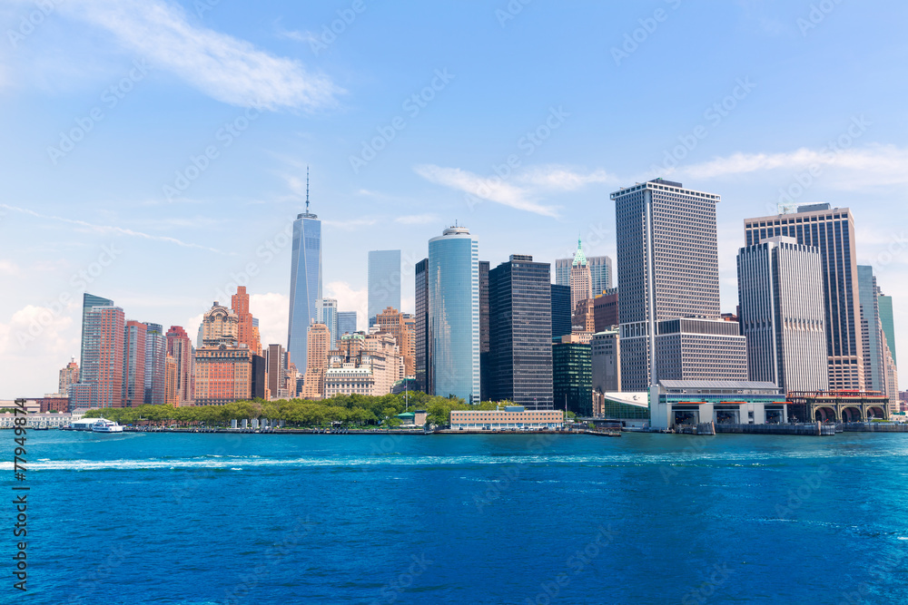 Obraz premium Dolny Manhattan panoramę Nowego Jorku z zatoki USA