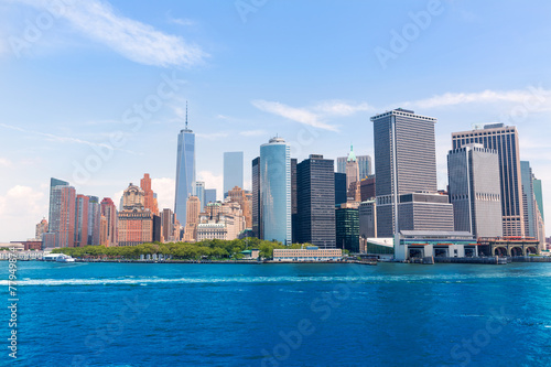 Lower Manhattan skyline New York from bay USA © lunamarina