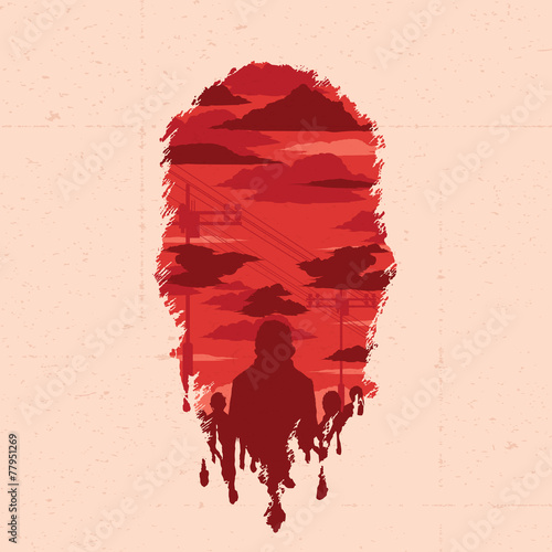 Vector illustration. Zombie head silhouette