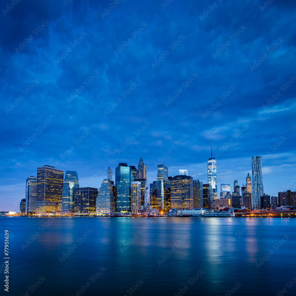 New York City - Lower Manhattan in blue morning New York City - Lower Manhattan in blue morning