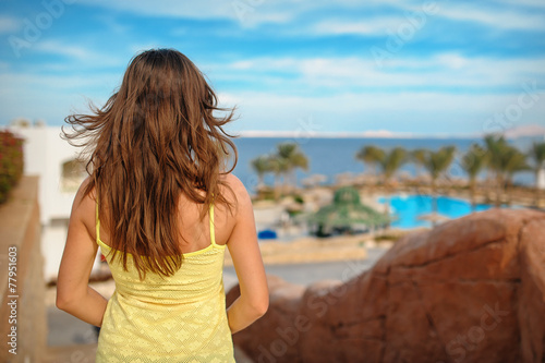 woman on vacation looking at sea Egypt © timonko