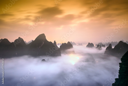 Karst Mountains in Xingping, China photo