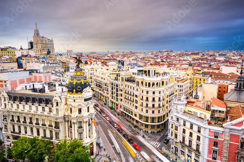 Madrid, Spain Cityscape over Gran Via