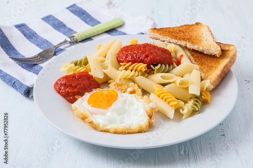 Pasta and egg photo