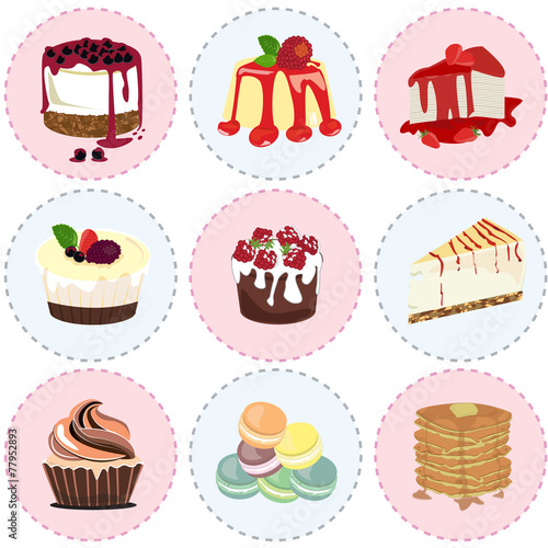 sweet dessert  with fresh fruit icon