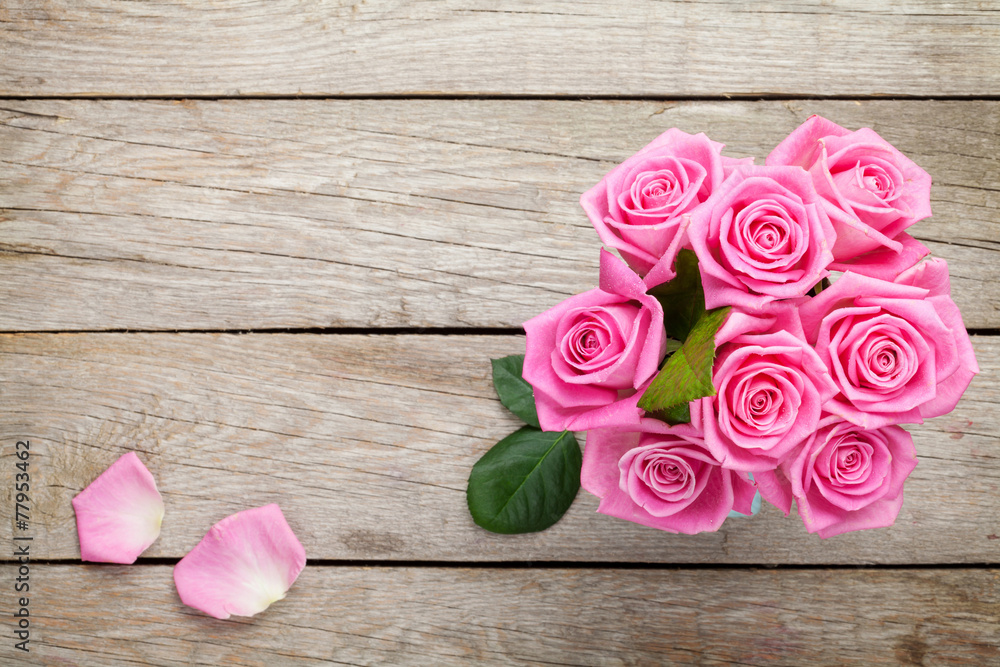 Fresh spring garden pink roses bouquet