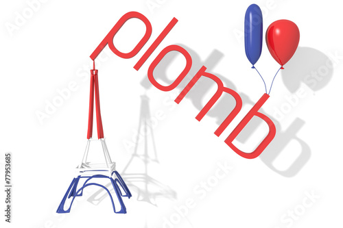 Konstfotografi Torre Eiffel 3D con testo aplomb (equilibrio)