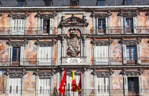 Facade of the old building on Plaza Mayor, Madrid