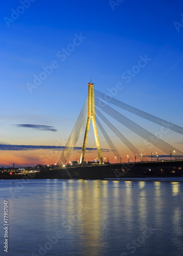 cable-stayed bridge at sunset
