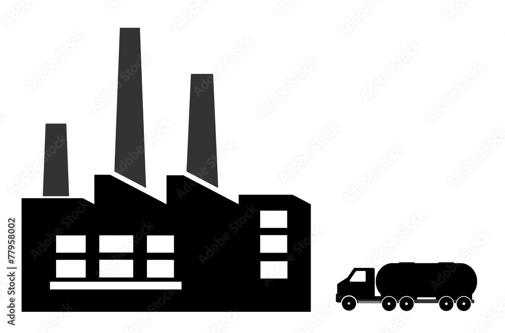 Usine et un camion citerne