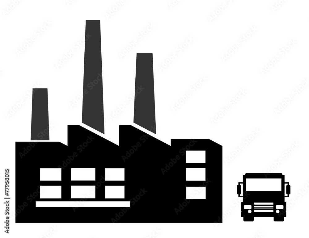 Usine et un camion de livraison Usine et un camion de livraison