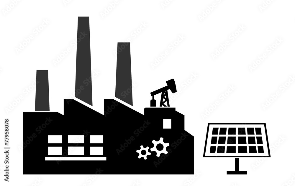 Usine et un panneau solaire Usine et un panneau solaire