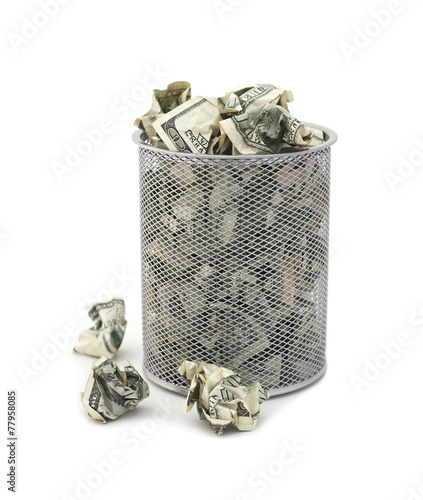 Garbage bin full of cash