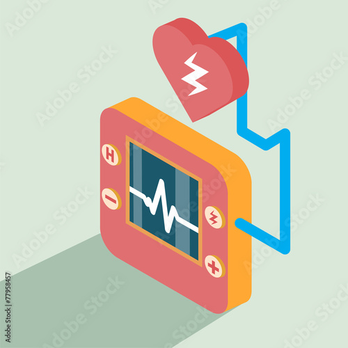 Defibrillator icon isometric