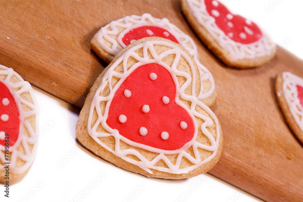Heart with icing. Homemade biscuits for loving Heart with icing. Homemade biscuits for loving
