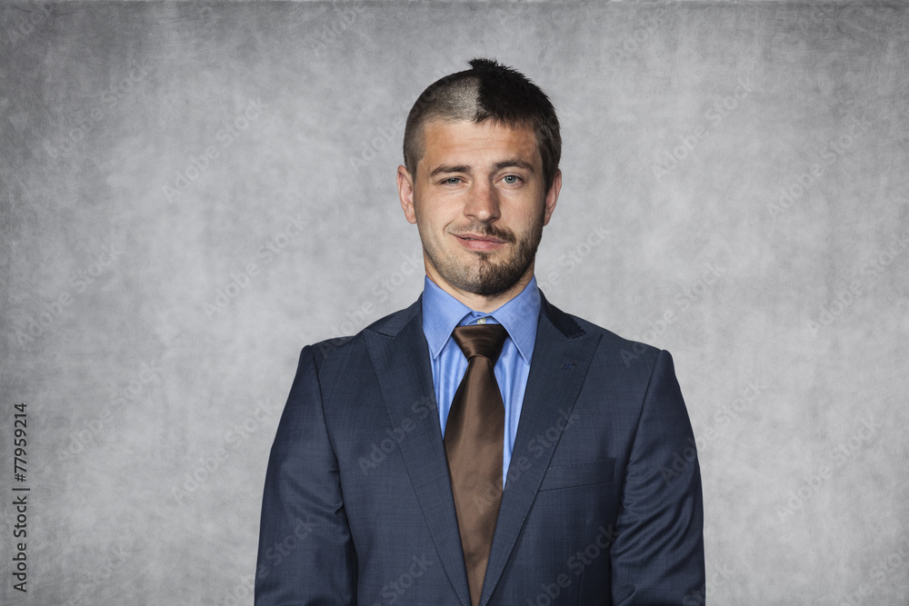 portrait of a half smiling businessman portrait of a half smiling businessman