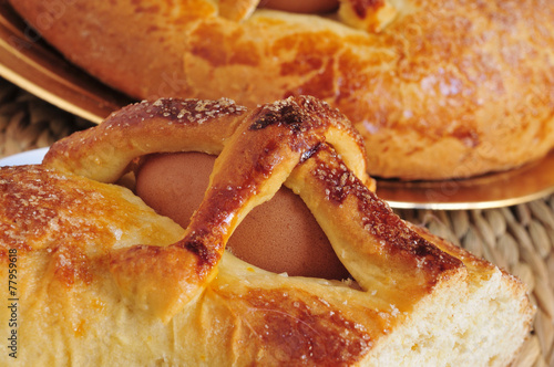 traditional mona de pascua typical in Spain, a cake with boiled photo